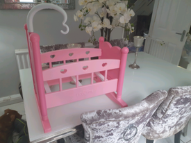 chad valley babies to love wooden doll's crib and blanket